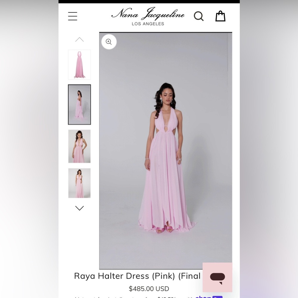 Light pink, backless halter gown- medium